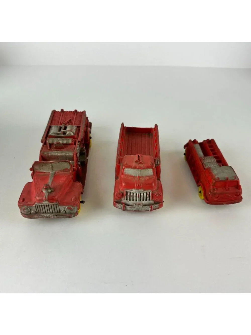 Lot of Three Auburn Hard Rubber Fire Trucks USA Vintage Model Toys